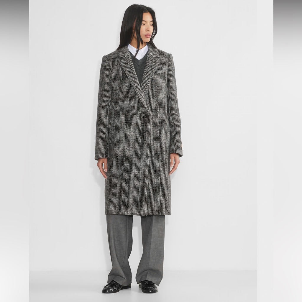 Hugo Boss Black And White Tweed Coat
